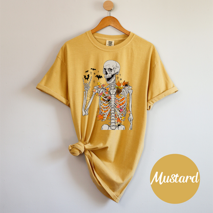 Whimsical Floral Skeleton Tee