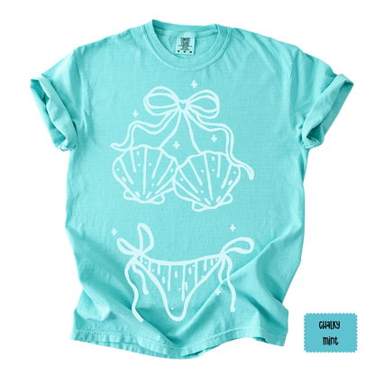 Bikini Line Art Graphic Tee | Summer Beach Shirt for Women | Coastal Vacation T-Shirt