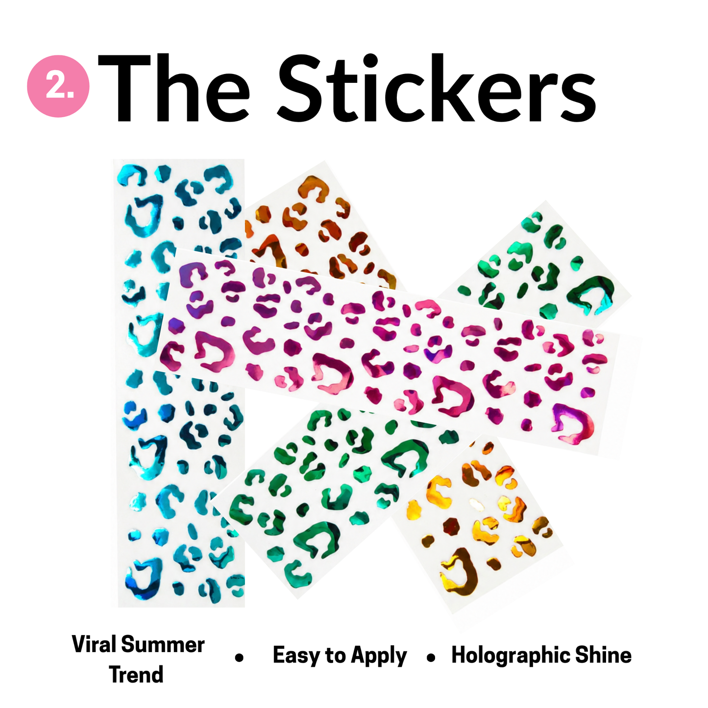 Holographic Animal Print Tanning Stickers | 4pc Viral Sun Tattoo Set | Cheetah & Leopard Vinyl Body Decals
