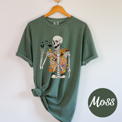 Whimsical Floral Skeleton Tee