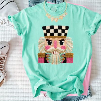 Checkered Nutcracker Christmas Tee – Cute Holiday Comfort Colors T-Shirt