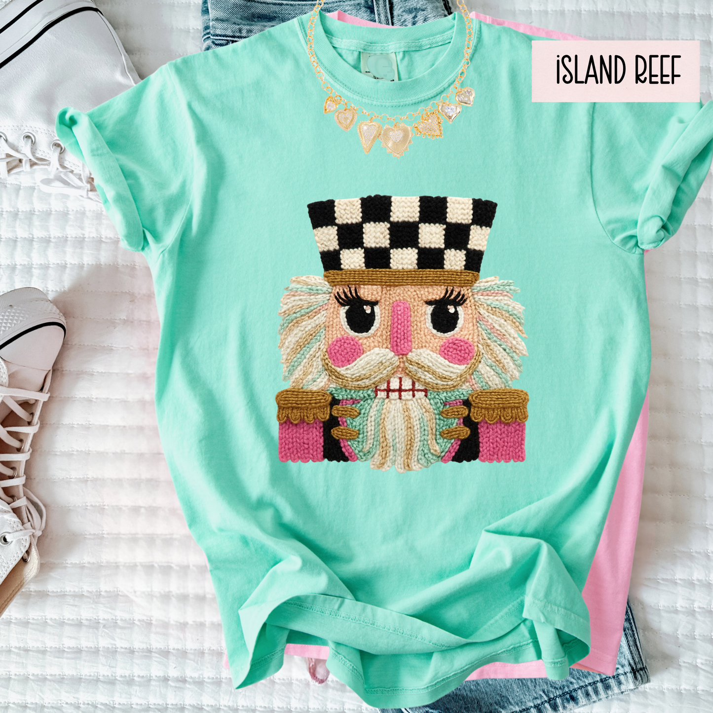 Checkered Nutcracker Christmas Tee – Cute Holiday Comfort Colors T-Shirt