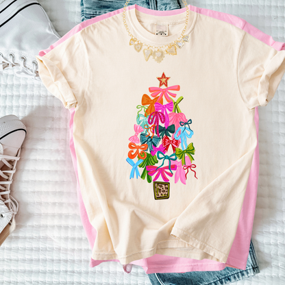 Bows Christmas Tree Shirt – Cute Girly Holiday Comfort Colors Tee