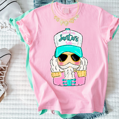 Peppy Santa’s Tab Christmas Tee – Cute Cool Santa Girl Holiday Shirt – Trendy Comfort Colors Christmas Top
