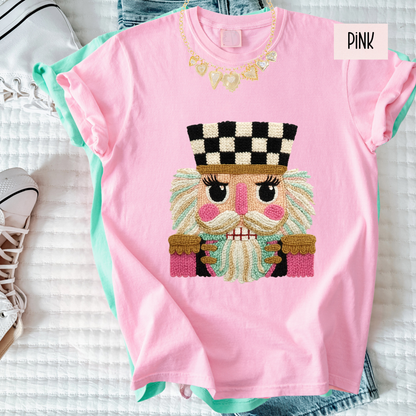 Checkered Nutcracker Christmas Tee – Cute Holiday Comfort Colors T-Shirt