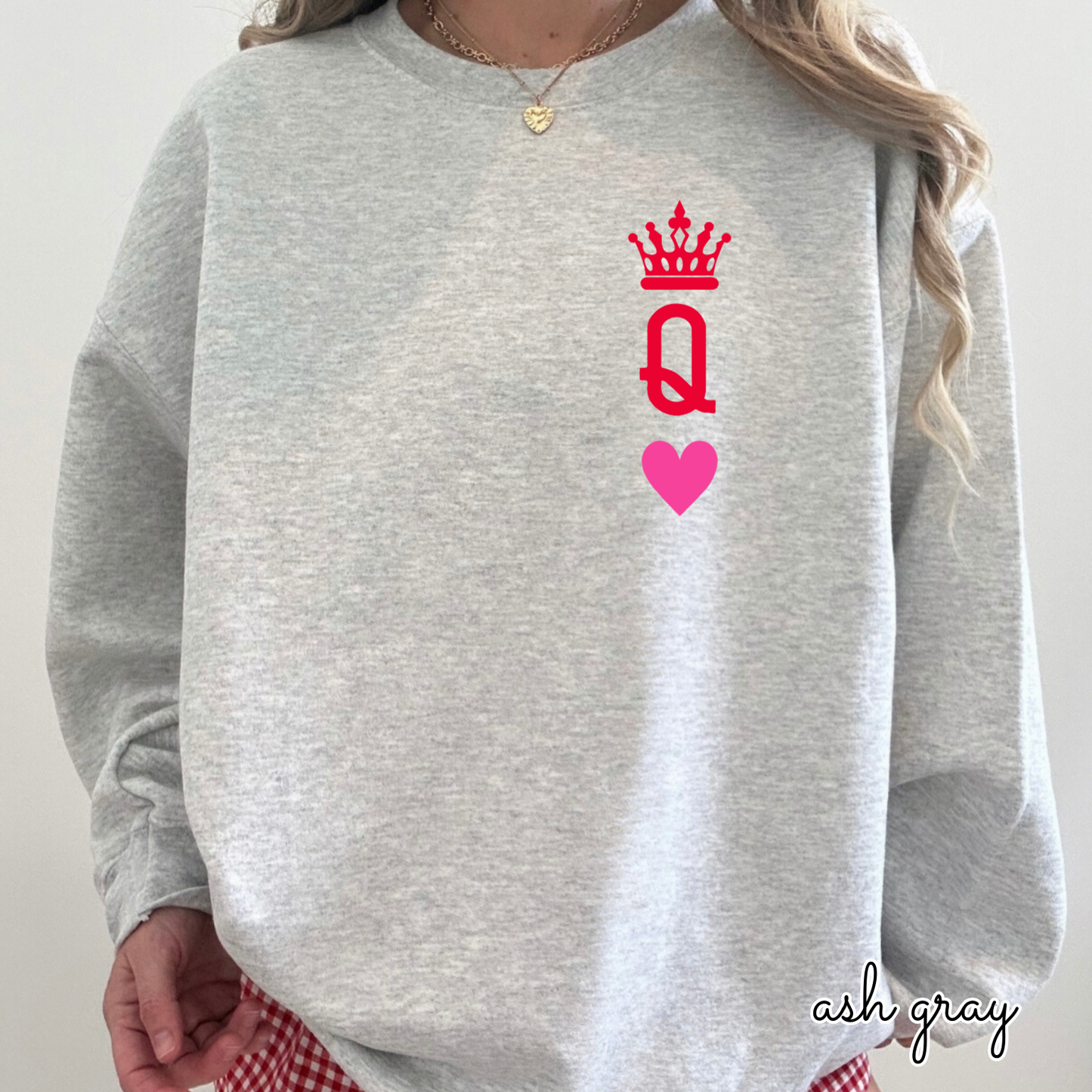 Queen of Hearts Valentine Sweatshirt | Playing Card Graphic Crewneck | Valentine Outfit for Women