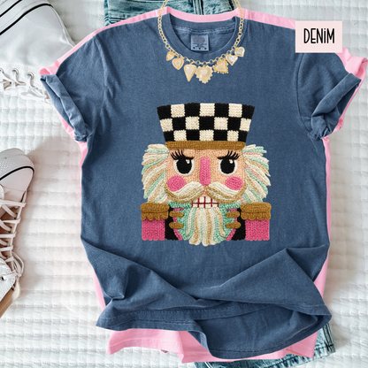 Checkered Nutcracker Christmas Tee – Cute Holiday Comfort Colors T-Shirt
