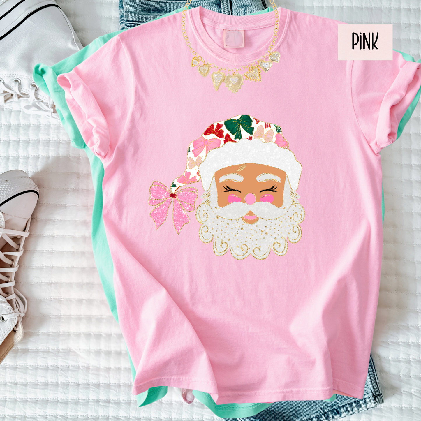 Jolly Doodle Santa Christmas Tee – Cute Vintage Santa Shirt – Comfort Colors Holiday Graphic