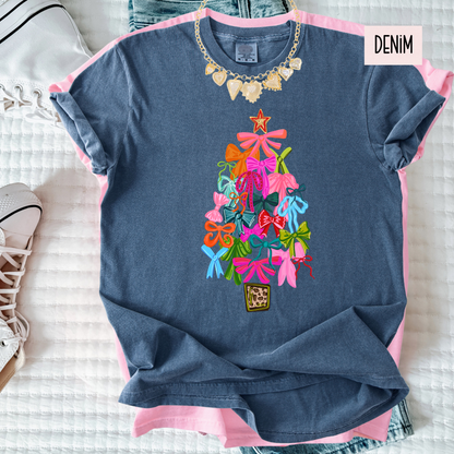 Bows Christmas Tree Shirt – Cute Girly Holiday Comfort Colors Tee