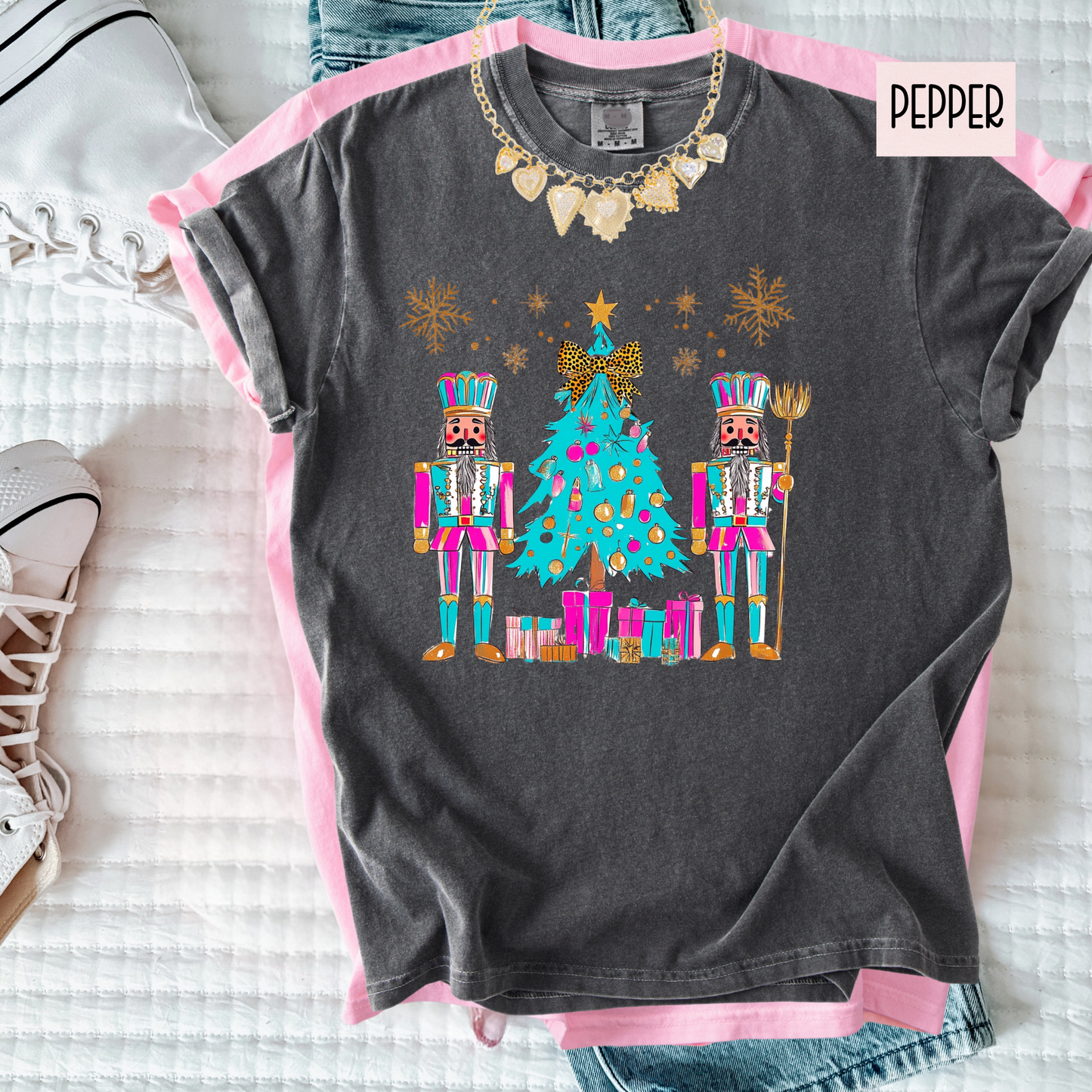 Nutcracker Christmas Tree Shirt – Colorful Holiday Comfort Colors Tee