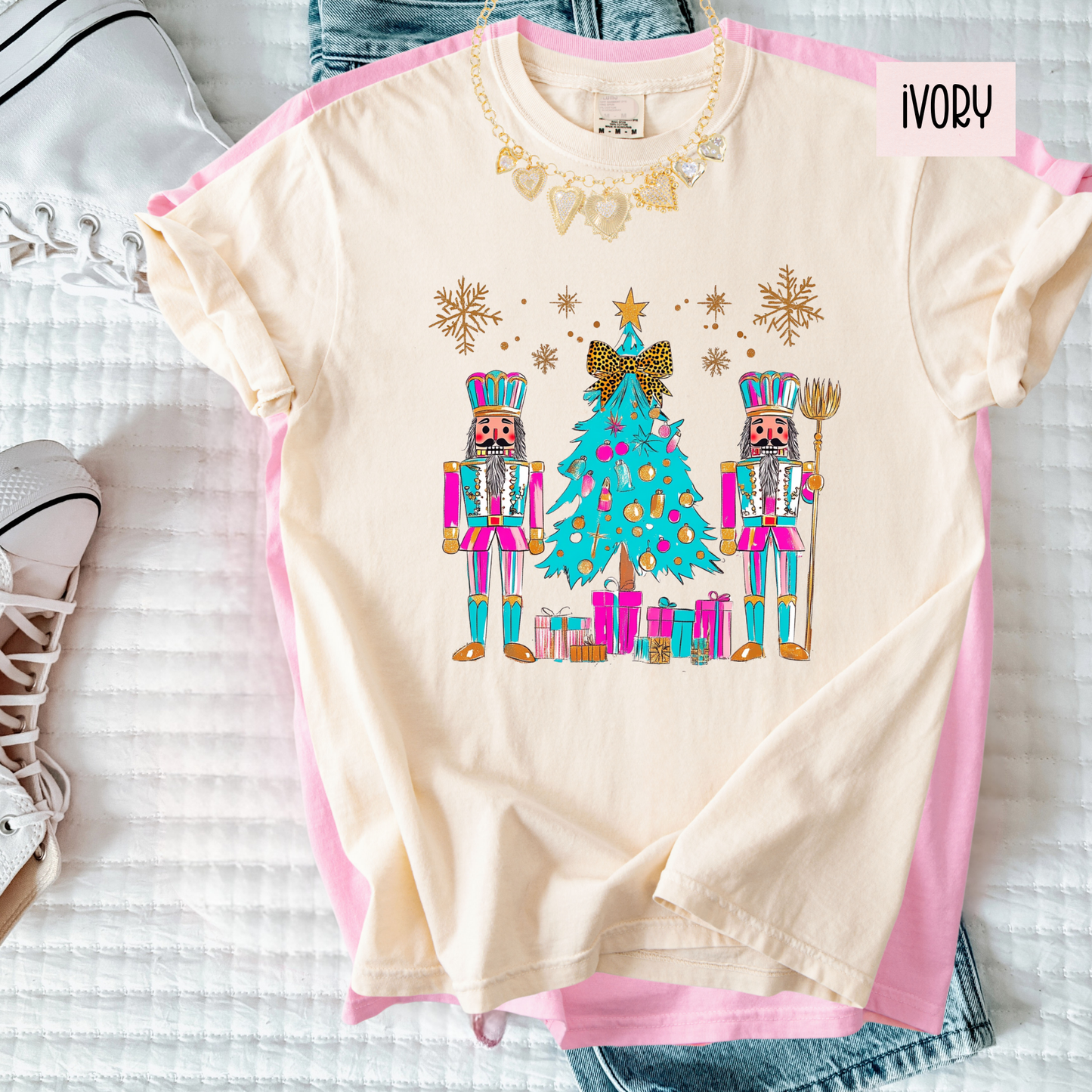 Nutcracker Christmas Tree Shirt – Colorful Holiday Comfort Colors Tee