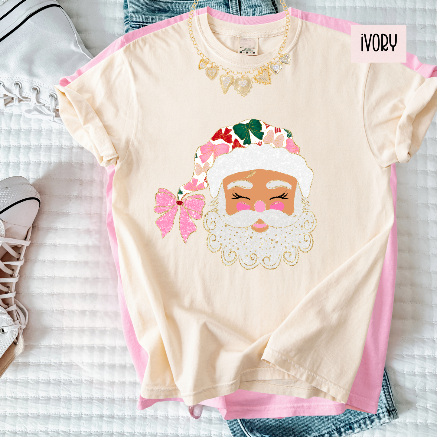 Jolly Doodle Santa Christmas Tee – Cute Vintage Santa Shirt – Comfort Colors Holiday Graphic