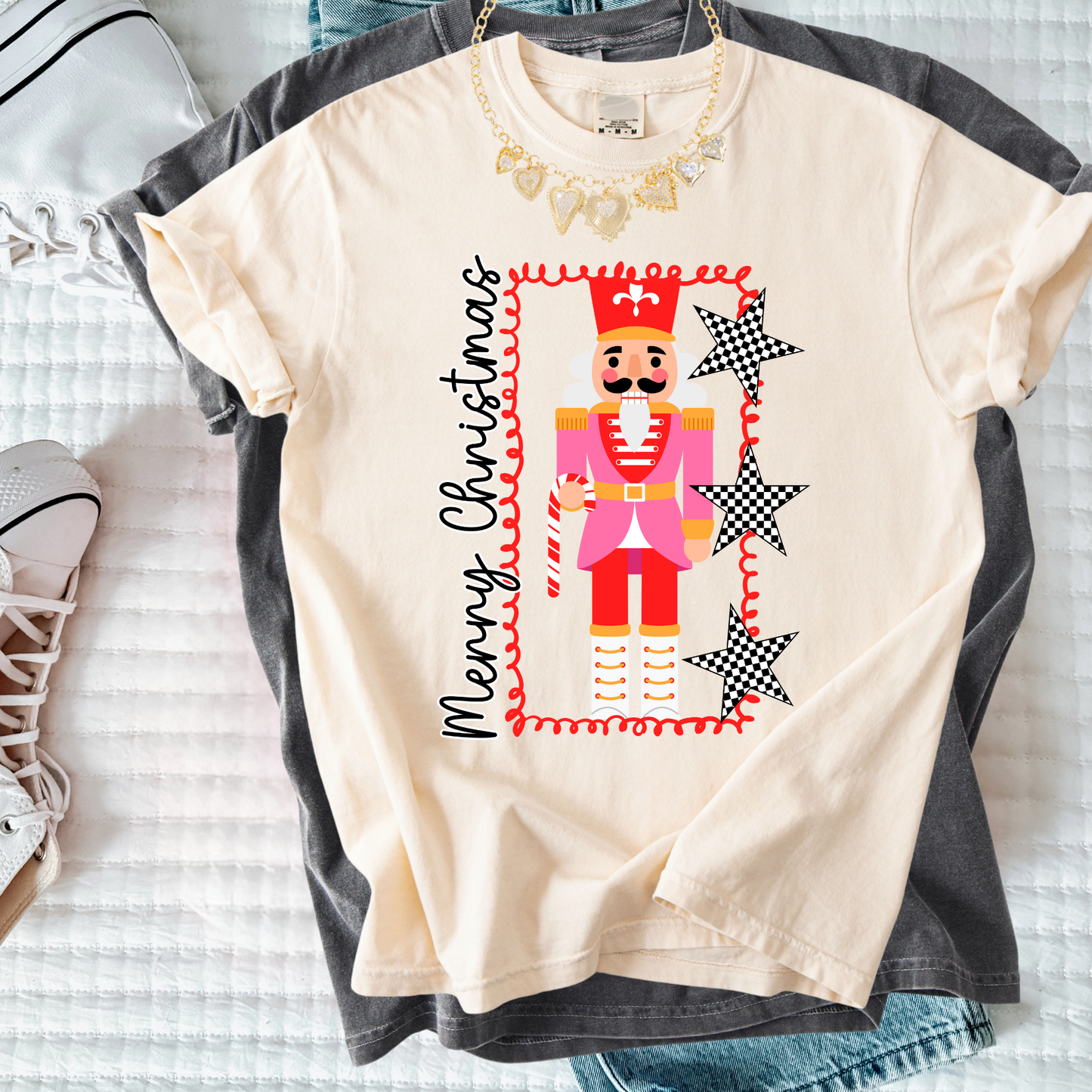 Nutcracker Christmas Shirt | Retro Merry Christmas Graphic Tee | Cute Holiday Nutcracker Shirt for Women’s T-Shirt