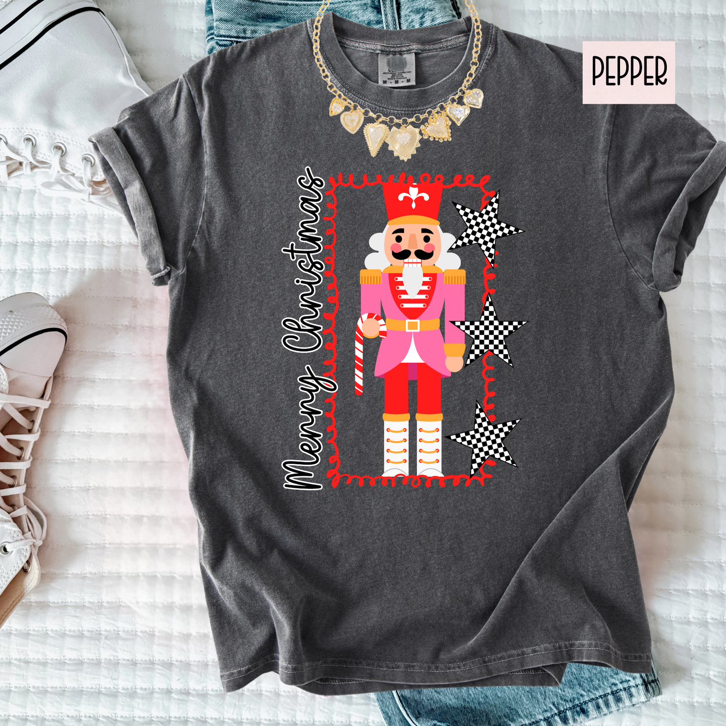 Nutcracker Christmas Shirt | Retro Merry Christmas Graphic Tee | Cute Holiday Nutcracker Shirt for Women’s T-Shirt