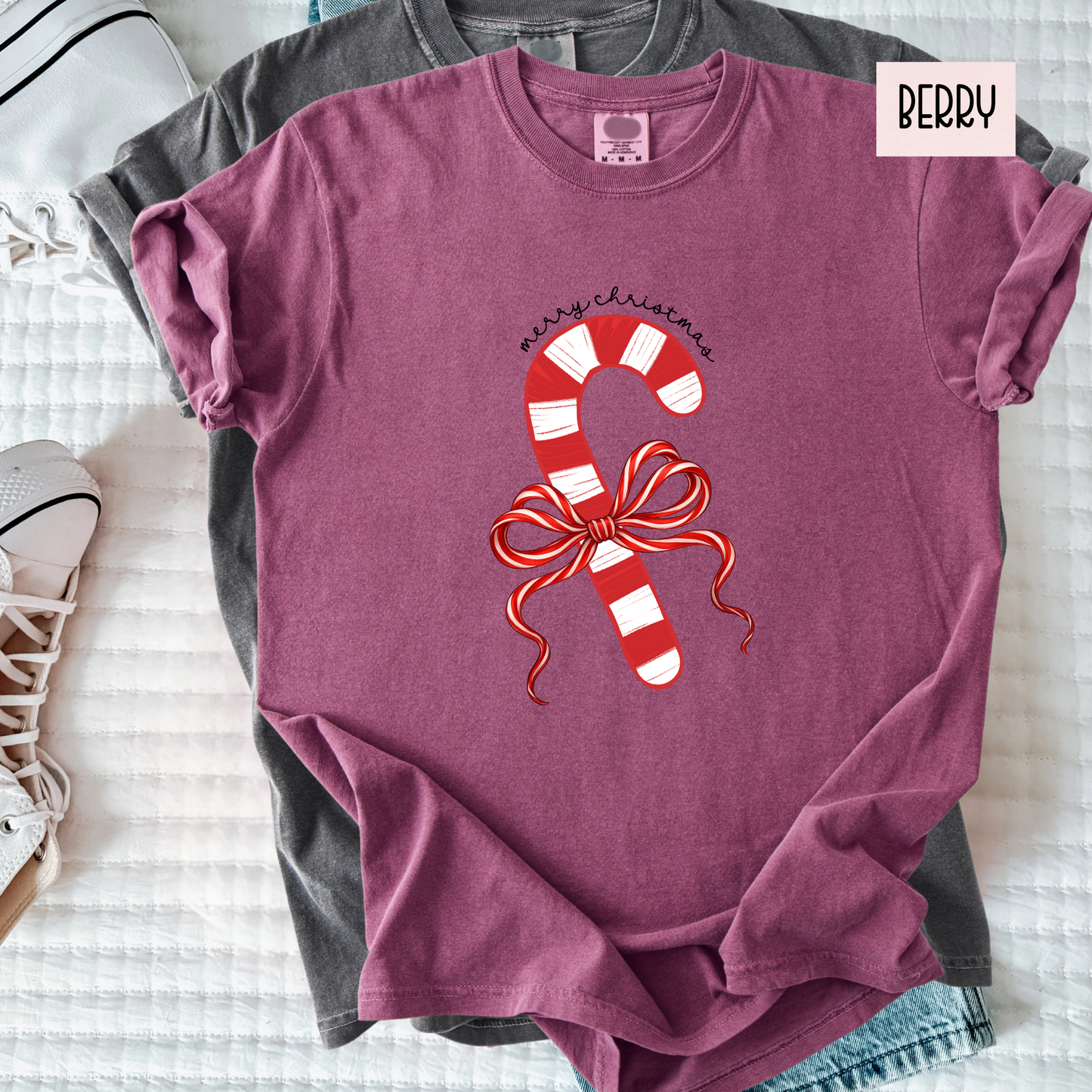 Candy Cane Christmas Shirt | Merry Christmas Graphic Tee | Cute Holiday Candy Cane Shirt for Women’s T-Shirt