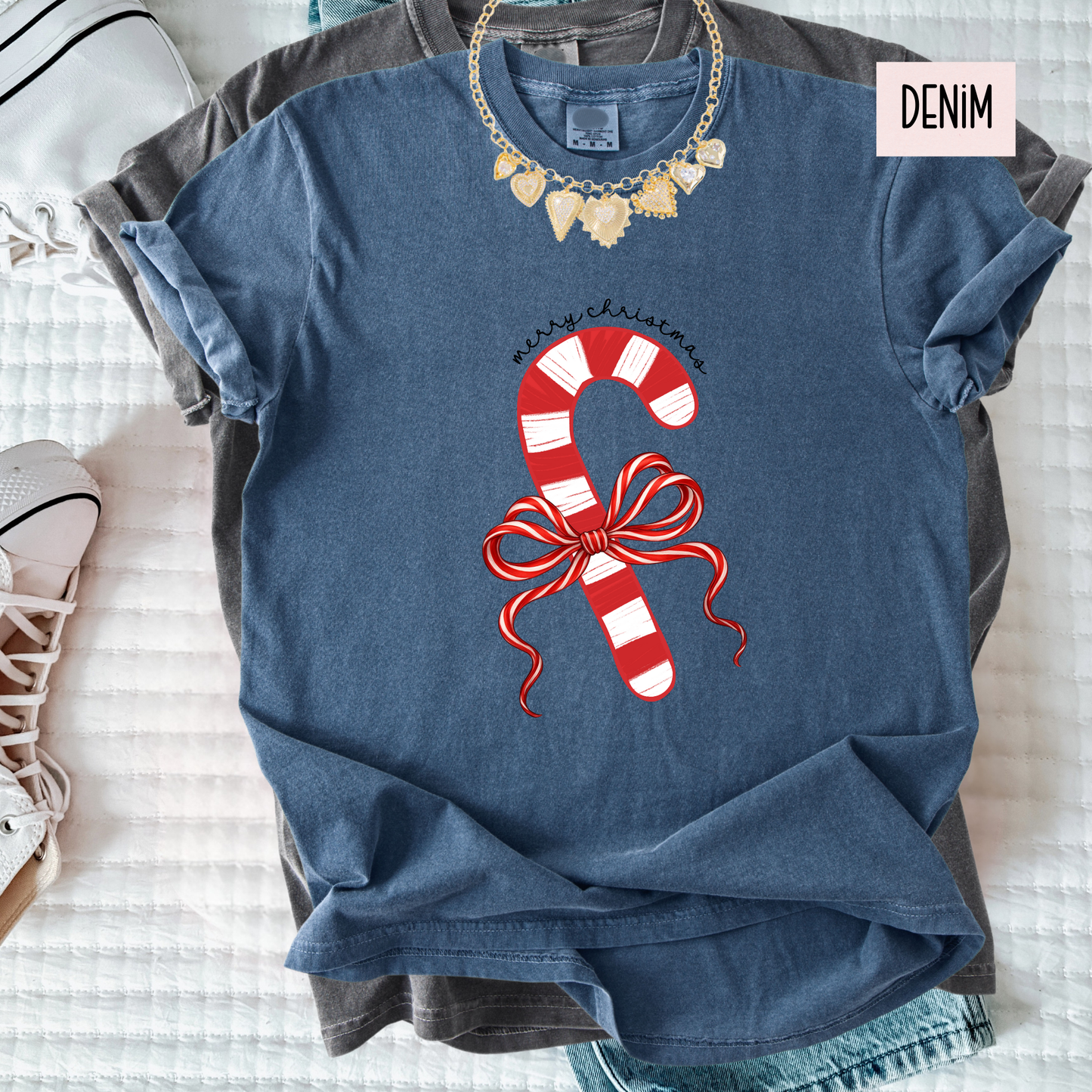 Candy Cane Christmas Shirt | Merry Christmas Graphic Tee | Cute Holiday Candy Cane Shirt for Women’s T-Shirt