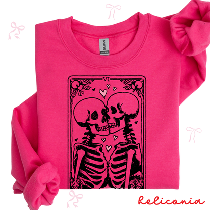 The Lovers Skeleton Sweatshirt | Spooky Valentine Tarot Card | Cute Valentine Outfit for Women