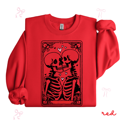 The Lovers Skeleton Sweatshirt | Spooky Valentine Tarot Card | Cute Valentine Outfit for Women