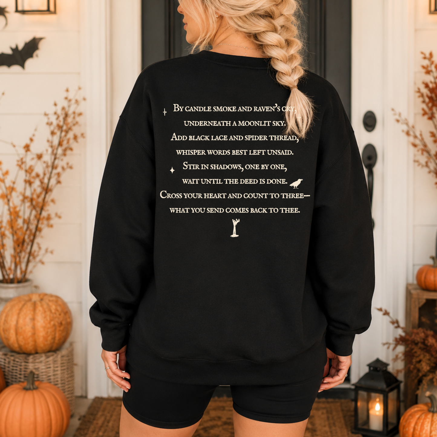 Cursed Gothic Halloween Sweatshirt | Front & Back Design