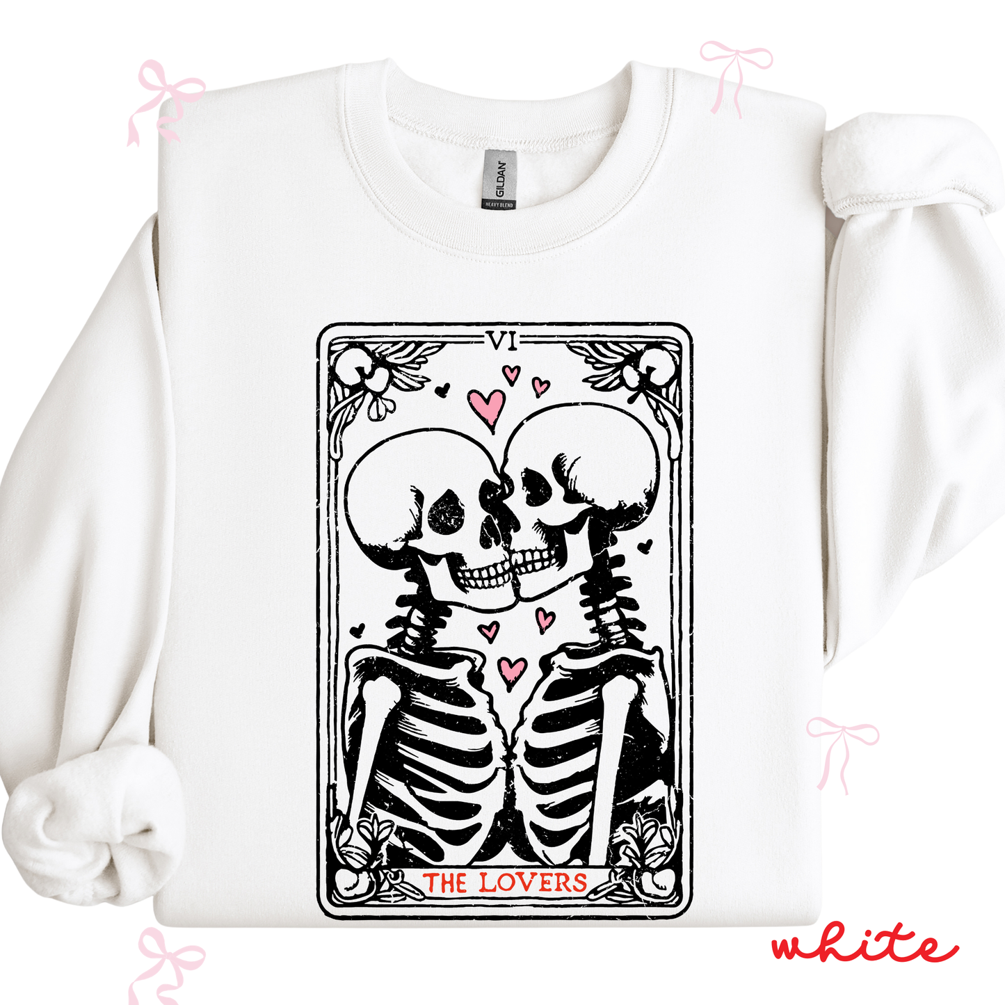 The Lovers Skeleton Sweatshirt | Spooky Valentine Tarot Card | Cute Valentine Outfit for Women