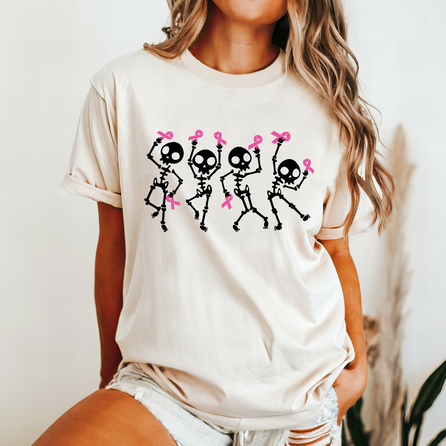 Brest Cancer Awareness Dancing Skeleton Dance Crew T-Shirt