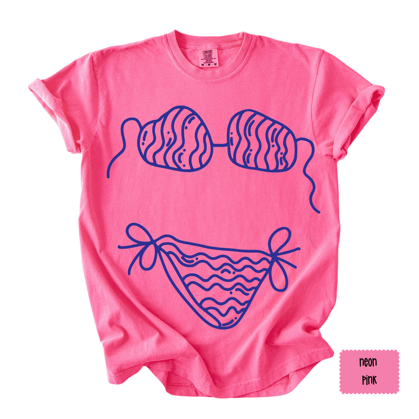 Bikini Outline Graphic Tee | Coastal Beach Shirt for Women | Summer Vacation T-Shirt