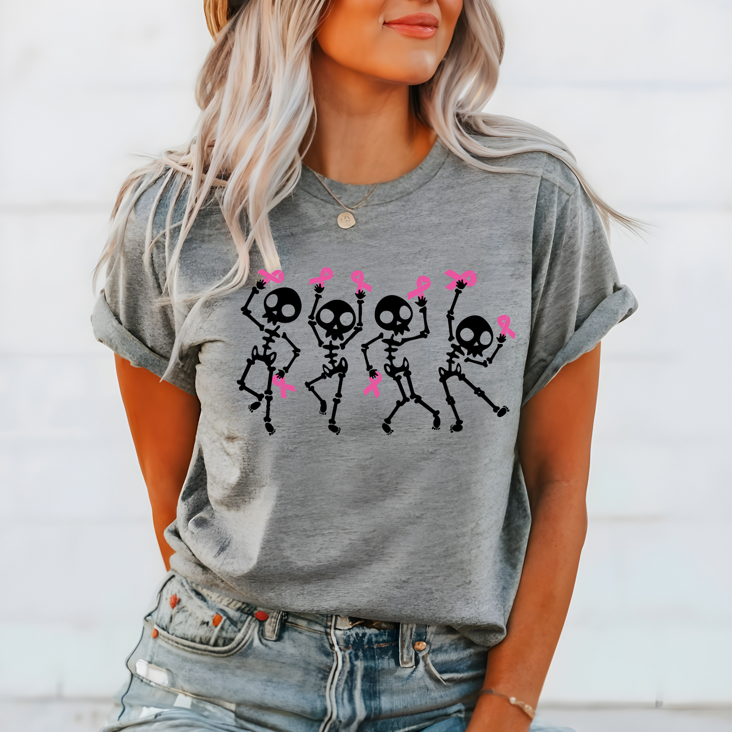 Brest Cancer Awareness Dancing Skeleton Dance Crew T-Shirt