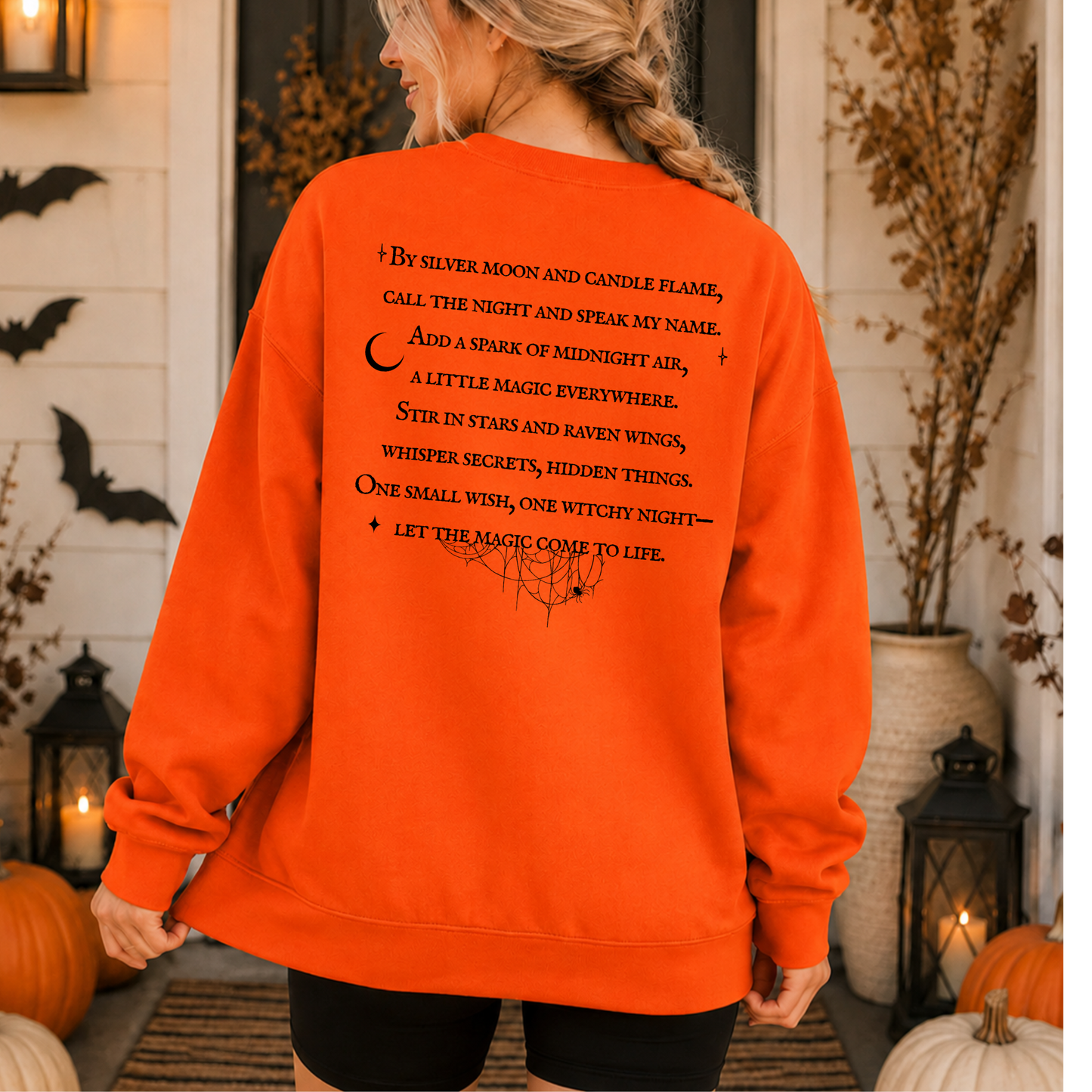 Witchy Gothic Halloween Sweatshirt – Front & Back Spell Design