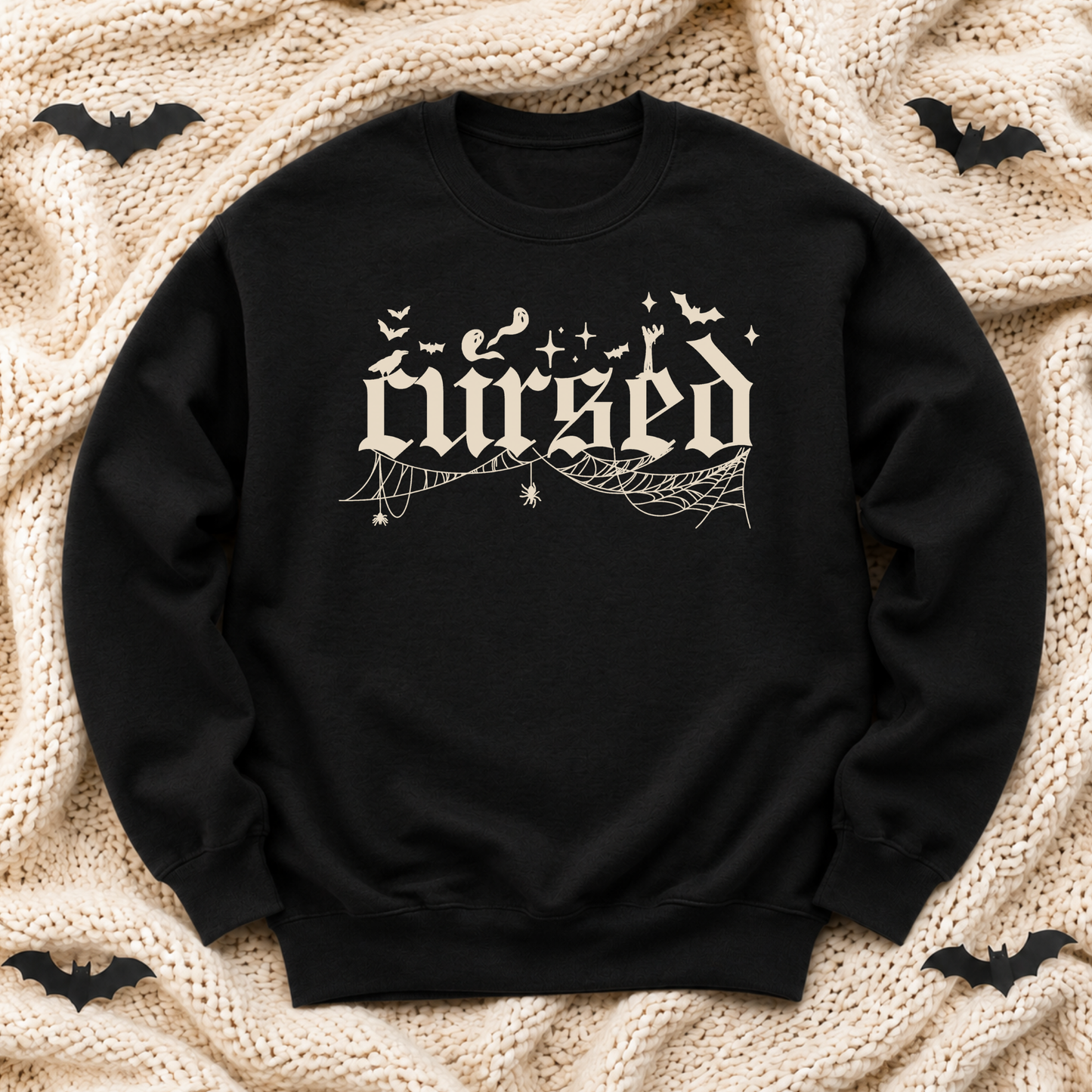 Cursed Gothic Halloween Sweatshirt | Front & Back Design
