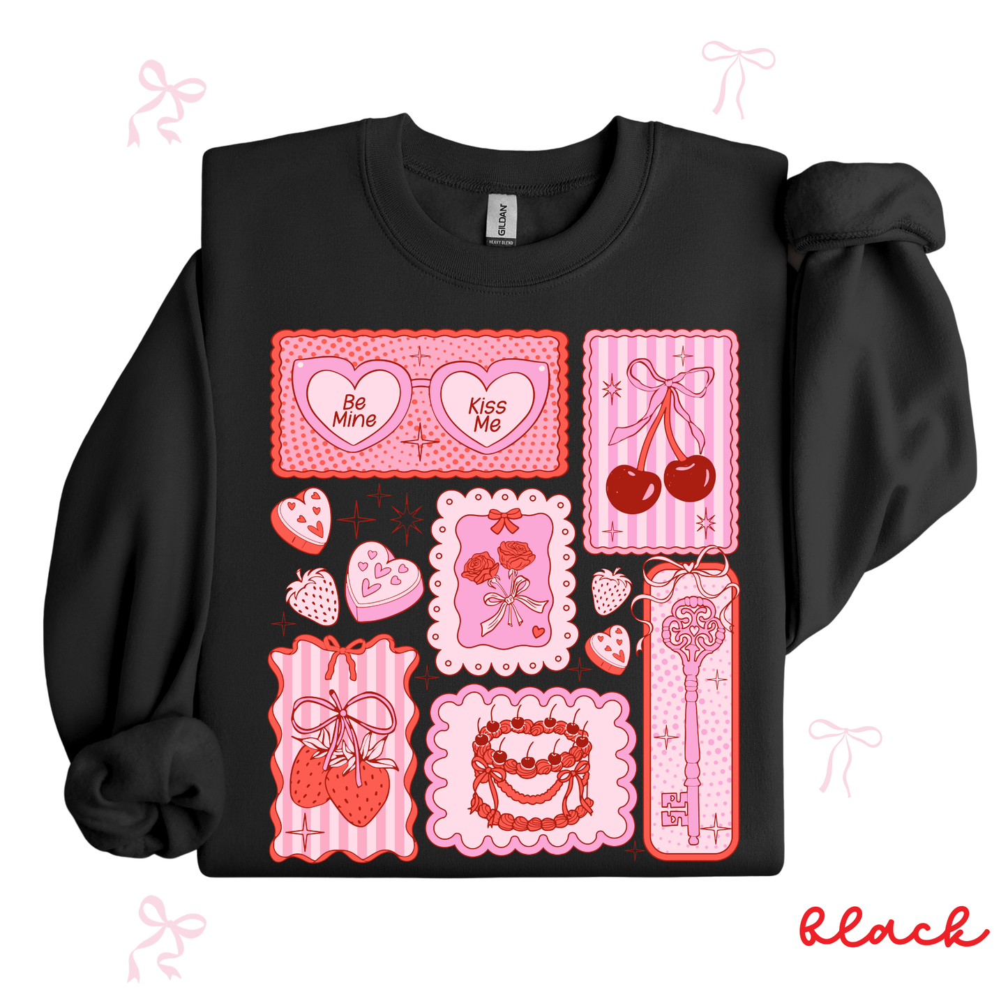 Valentine Patchwork Sweatshirt | Coquette Pink Valentine Collage | Cute Valentine Outfit for Women