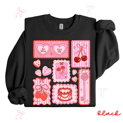 Valentine Patchwork Sweatshirt | Coquette Pink Valentine Collage | Cute Valentine Outfit for Women