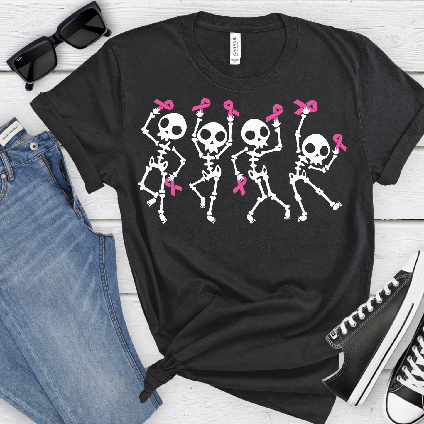 Brest Cancer Awareness Dancing Skeleton Dance Crew T-Shirt