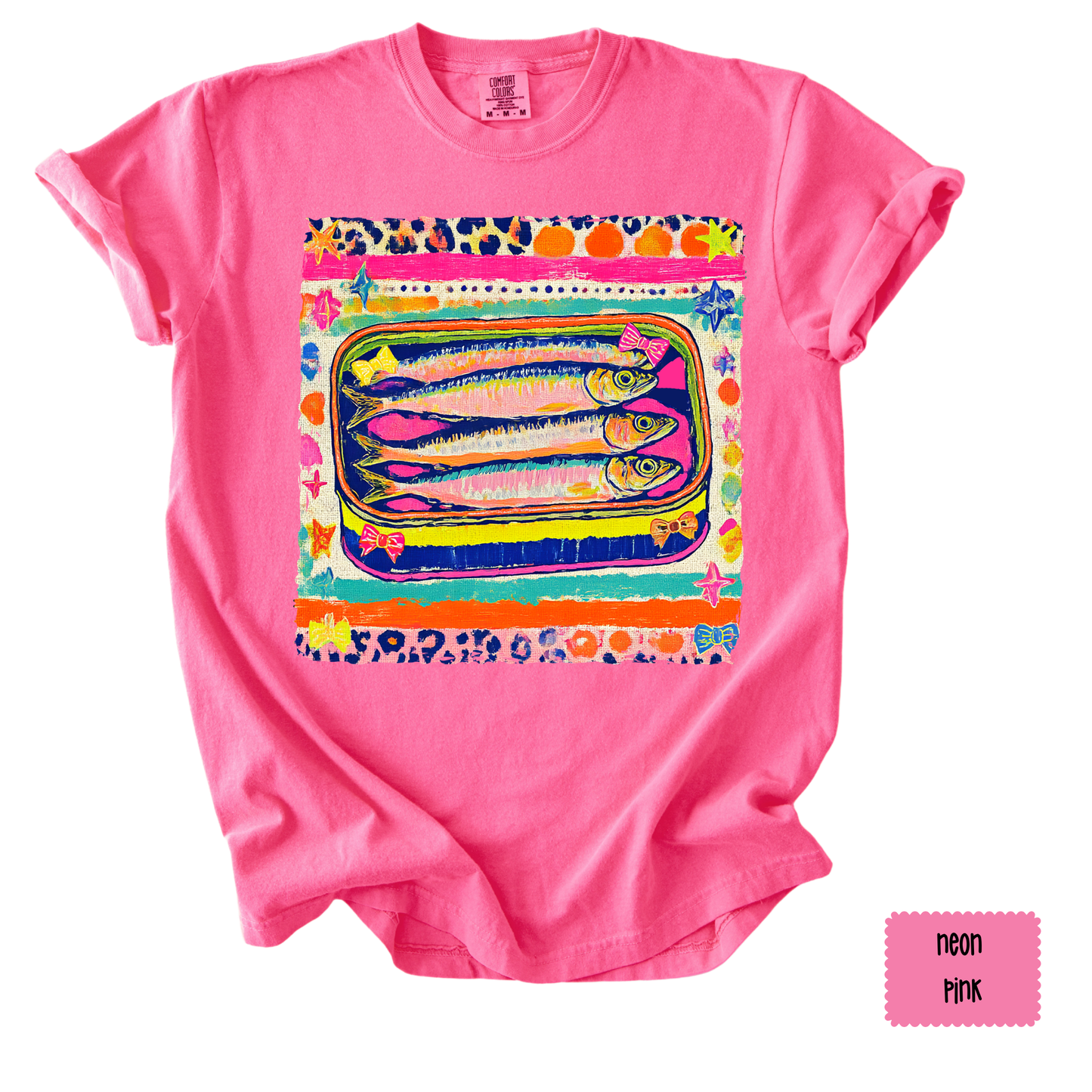 Sardine Art Graphic Tee | Colorful Coastal Shirt for Women | Beach Vacation T-Shirt