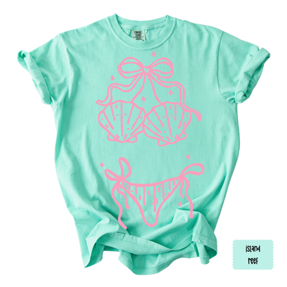 Bikini Line Art Graphic Tee | Summer Beach Shirt for Women | Coastal Vacation T-Shirt
