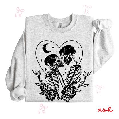 The Lovers Tarot Skeleton Sweatshirt | Spooky Valentine Gothic Style | Women’s Graphic Crewneck