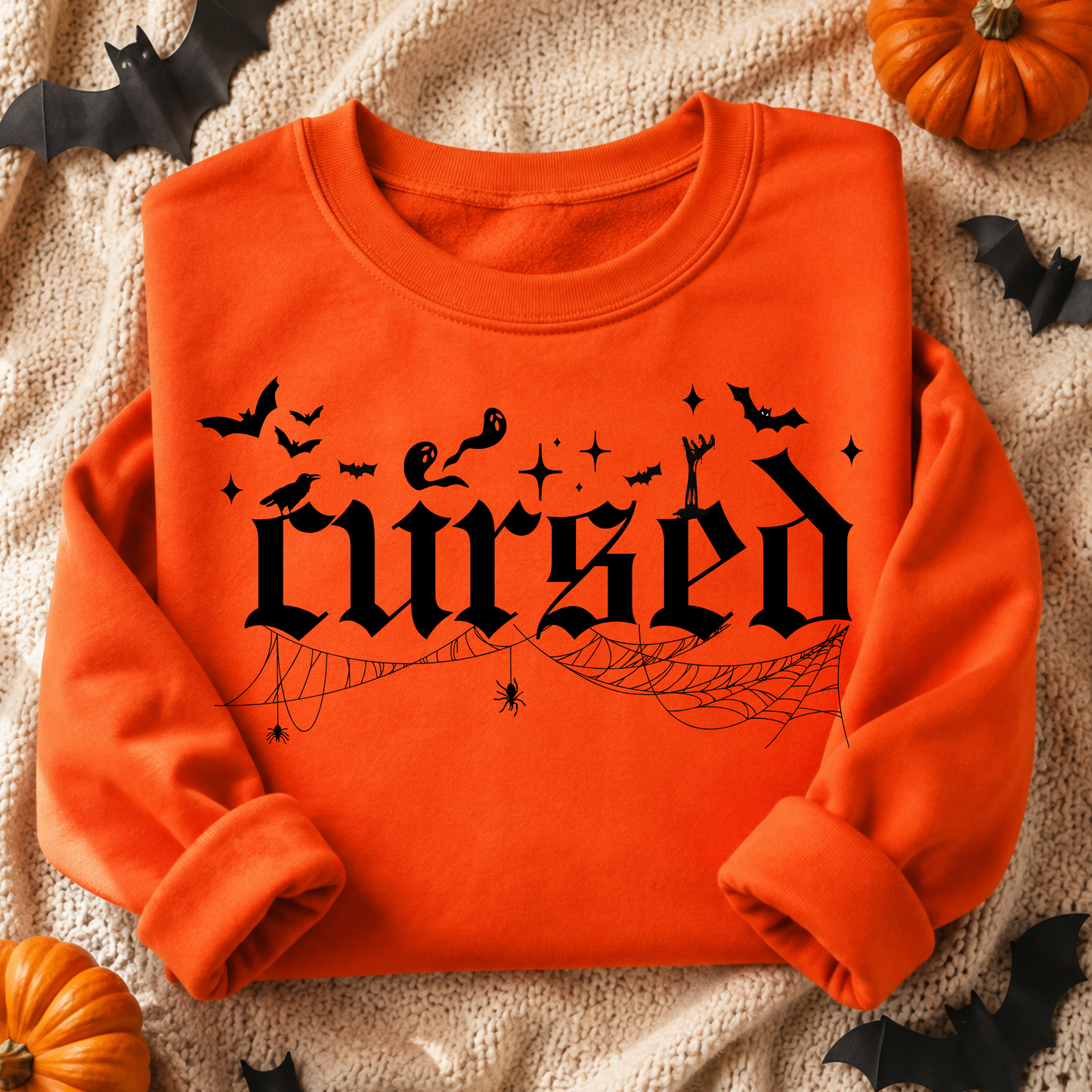 Cursed Gothic Halloween Sweatshirt | Front & Back Design