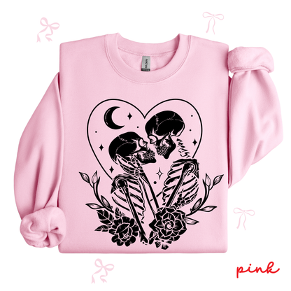 The Lovers Tarot Skeleton Sweatshirt | Spooky Valentine Gothic Style | Women’s Graphic Crewneck