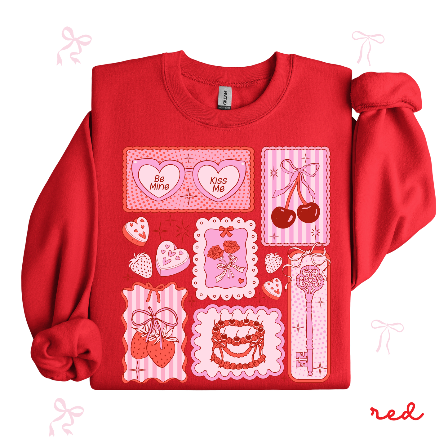 Valentine Patchwork Sweatshirt | Coquette Pink Valentine Collage | Cute Valentine Outfit for Women