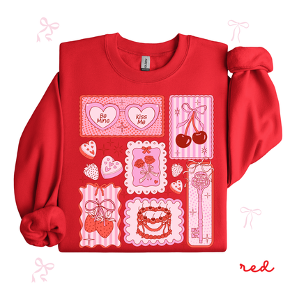 Valentine Patchwork Sweatshirt | Coquette Pink Valentine Collage | Cute Valentine Outfit for Women