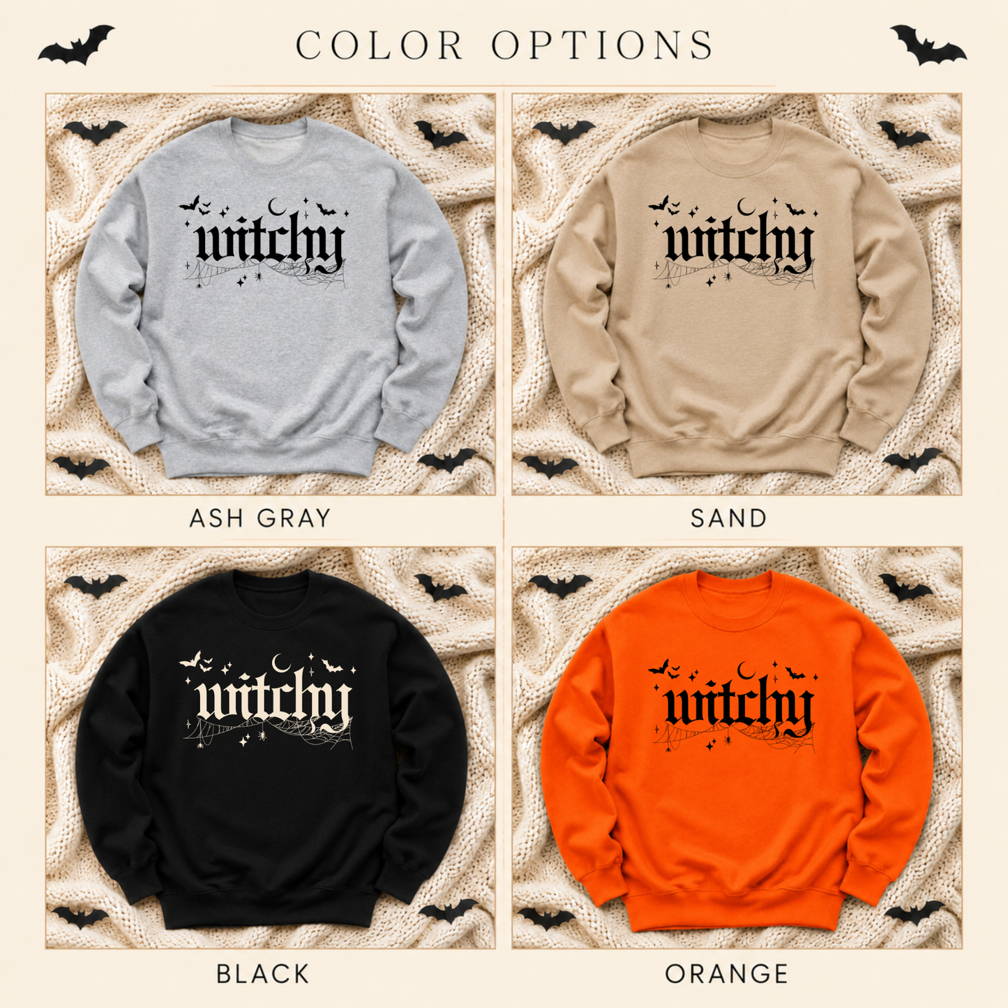 Witchy Gothic Halloween Sweatshirt – Front & Back Spell Design
