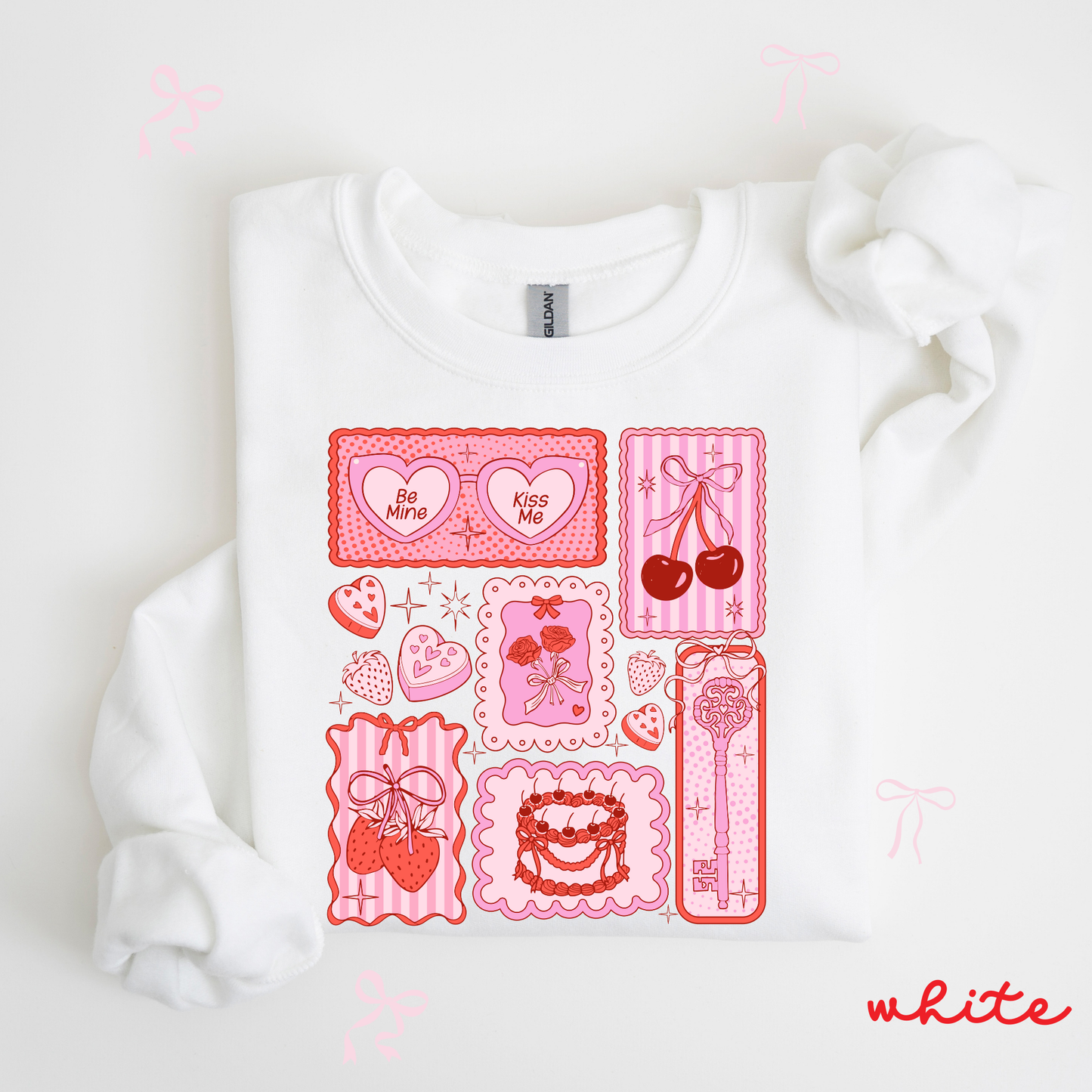Valentine Patchwork Sweatshirt | Coquette Pink Valentine Collage | Cute Valentine Outfit for Women