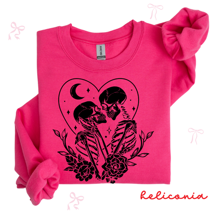 The Lovers Tarot Skeleton Sweatshirt | Spooky Valentine Gothic Style | Women’s Graphic Crewneck