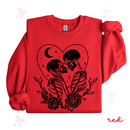 The Lovers Tarot Skeleton Sweatshirt | Spooky Valentine Gothic Style | Women’s Graphic Crewneck