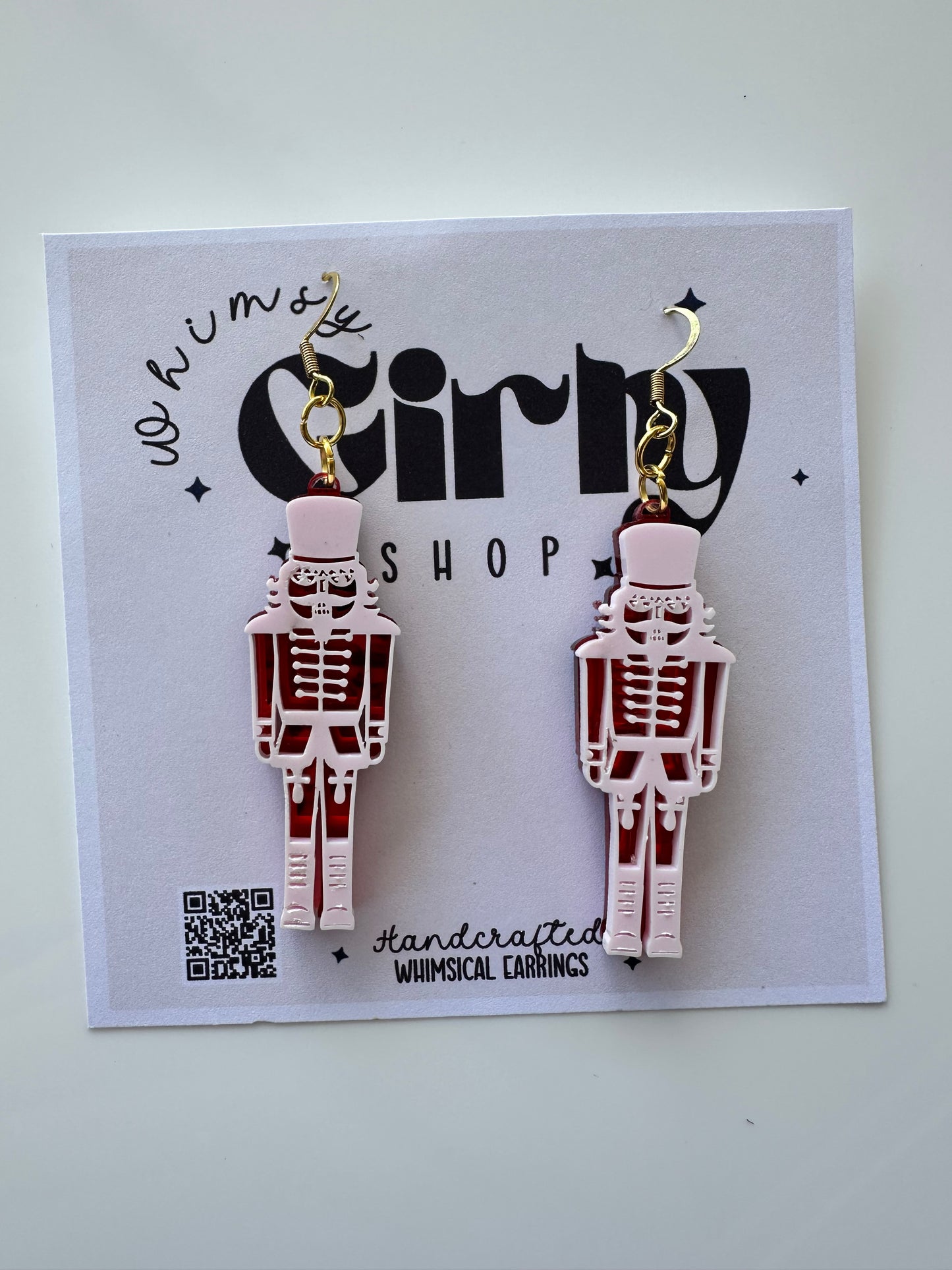 Pink Nutcracker Acrylic Dangle Earrings – Christmas Statement Jewelry