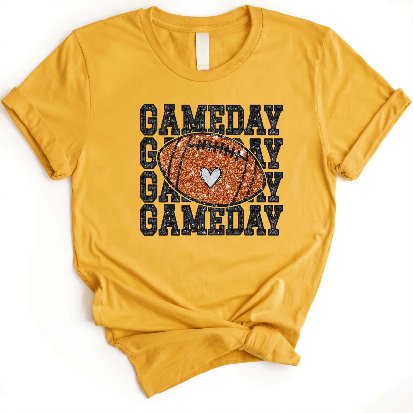 Gameday Football Shirt - Game Day Graphic T-Shirt - Faux Glitter Design