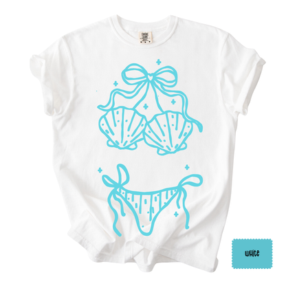 Bikini Line Art Graphic Tee | Summer Beach Shirt for Women | Coastal Vacation T-Shirt