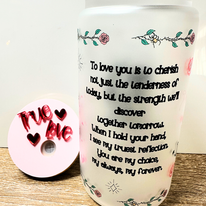 Personalized “The Lovers” Tarot Glass Can | Custom Couple Name Cup | Romantic Gothic Gift | 16oz Frosted Glass