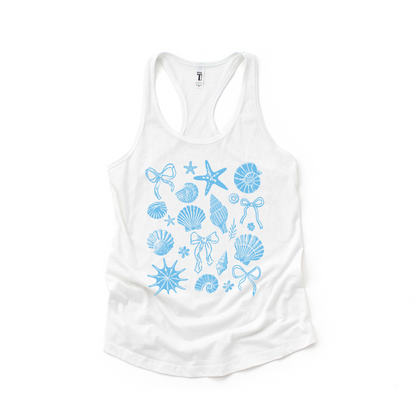 Coquette Clam Shell Tee – Pearl Bows & Summer Vibes Tee or Tank