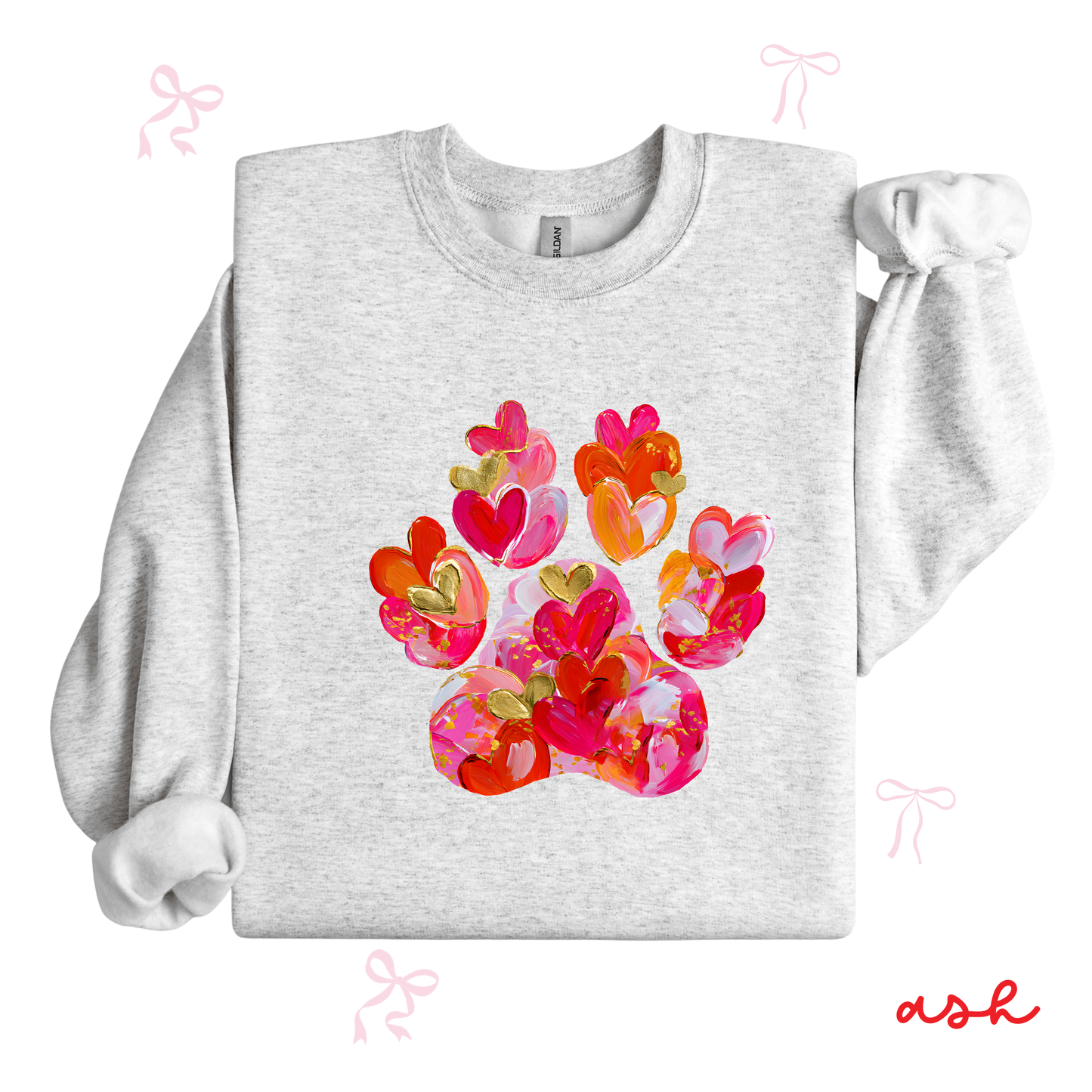 Personalized Valentine Dog Paw Sweatshirt | Custom Pet Name Sleeve | Cute Valentine Outfit for Women