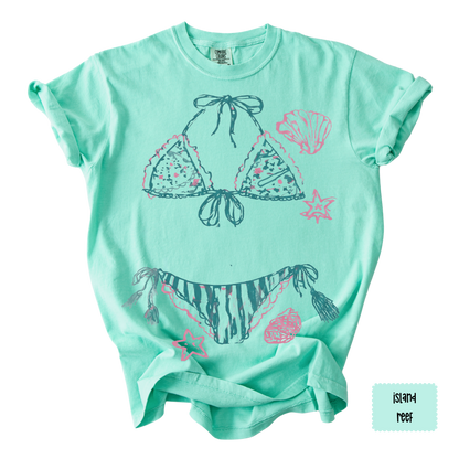 Coastal Bikini Graphic Tee | Beach Vacation Shirt for Women | Summer Graphic T-Shirt